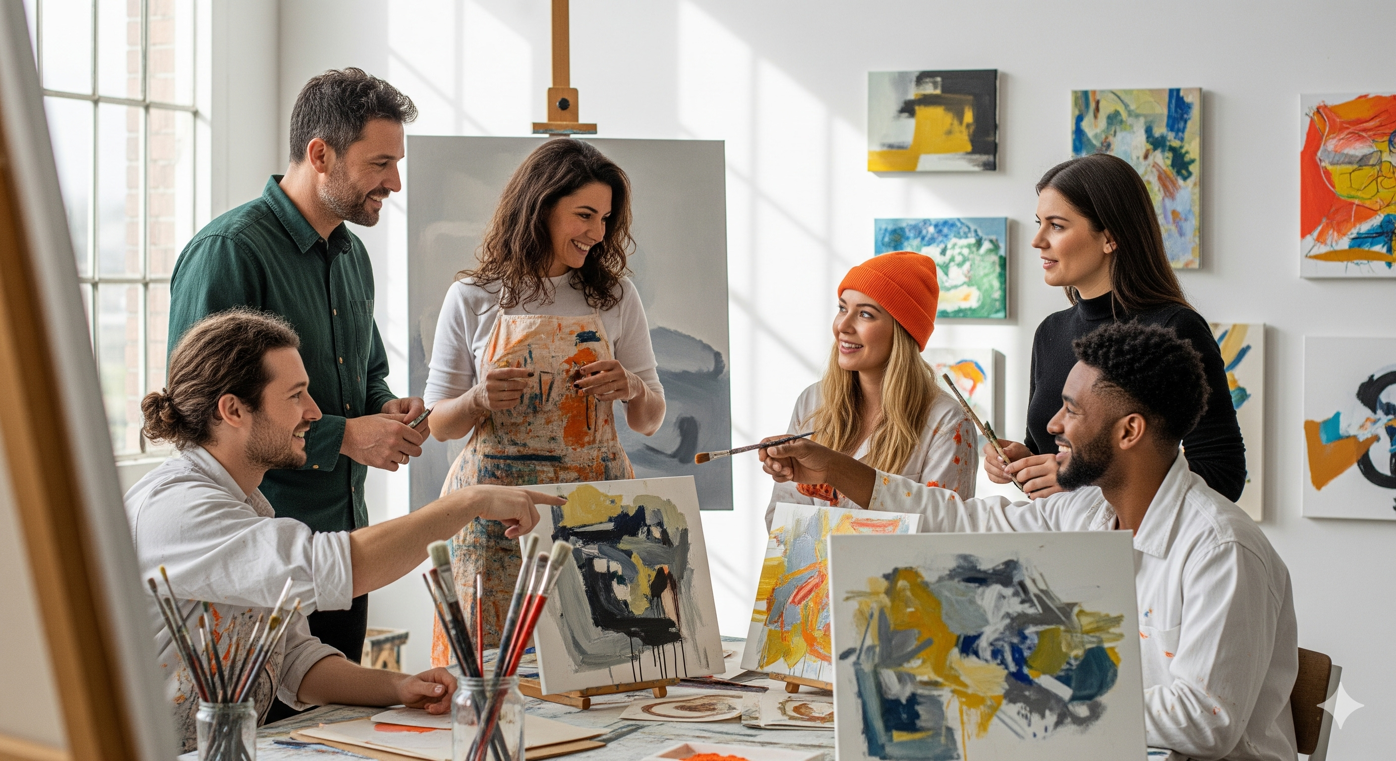 Artists sharing feedback in Score My Art